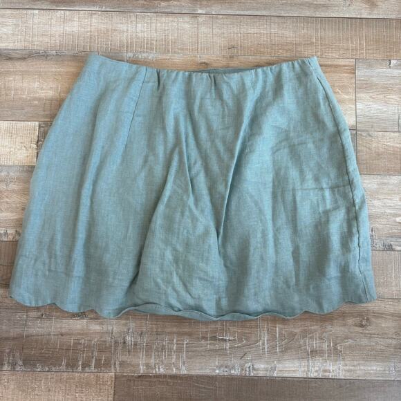 Abercrombie and Fitch Premium Linen Sage Green Scallop Hem Skort Size M - Picture 5 of 6